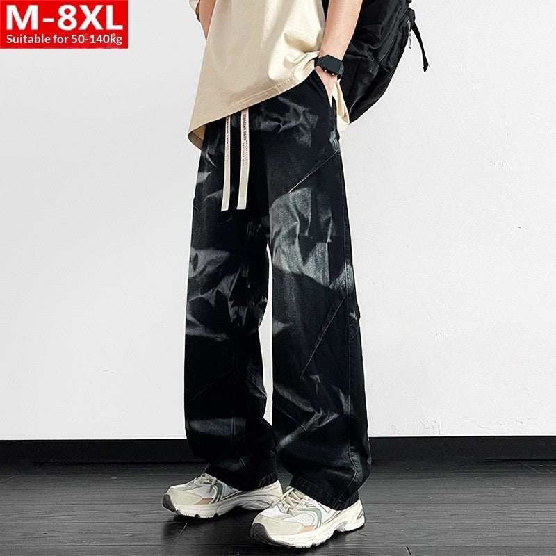 Fashionable Wide Leg Straight Cut Loose Fit Stretchy Casual Denim Jeans