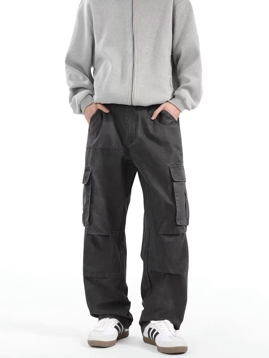 American Retro High Street Multi-pocket Cargo Pants Men