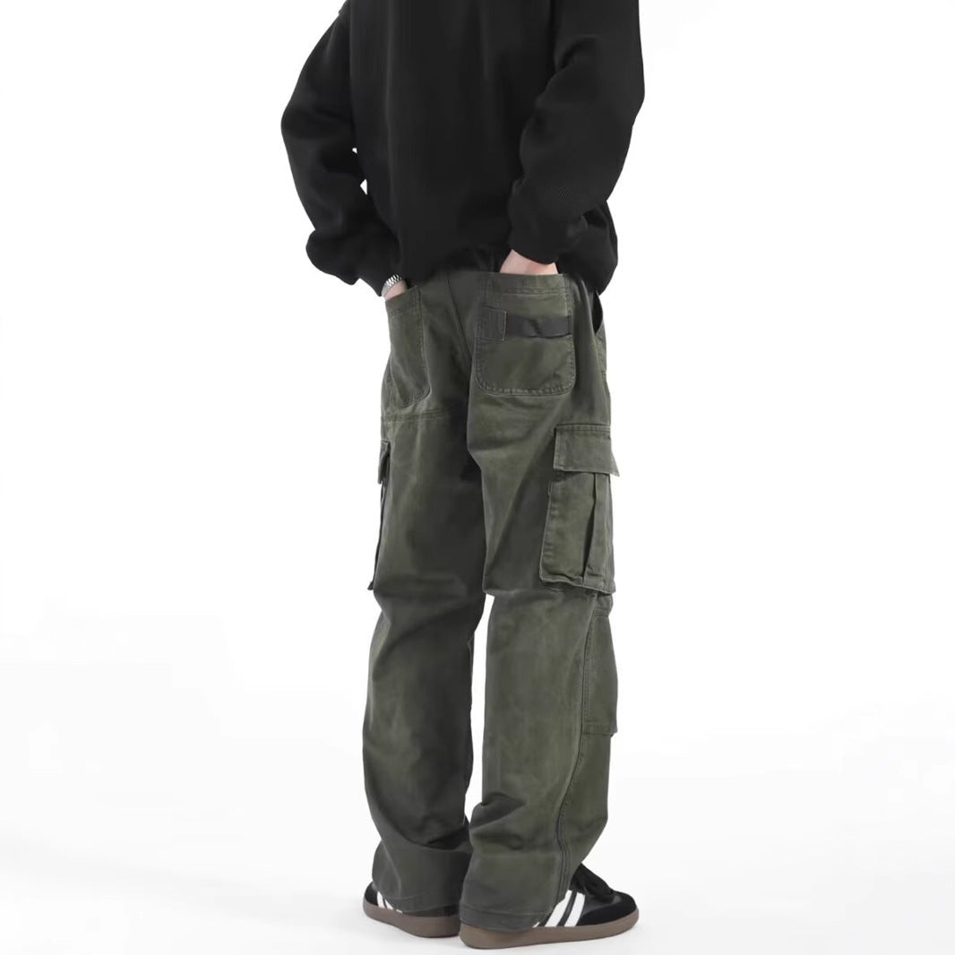 American Retro High Street Multi-pocket Cargo Pants Men
