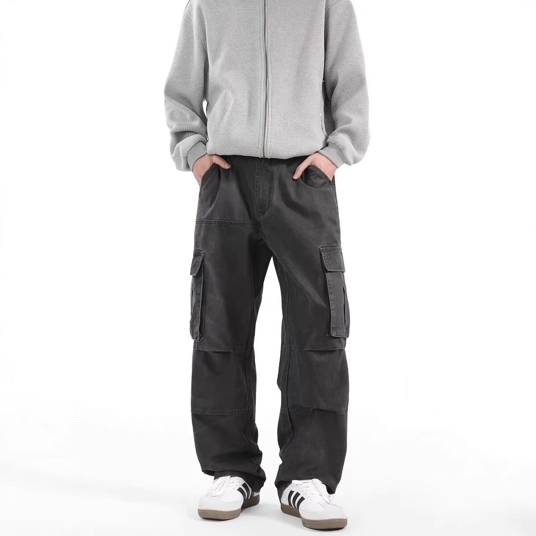 American Retro High Street Multi-pocket Cargo Pants Men