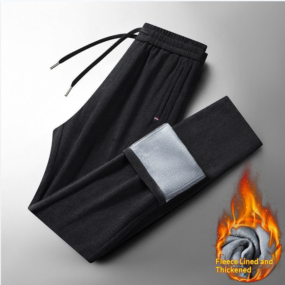 Mens Fleece-Lined Trendy Versatile Slim-Fit Casual Pants