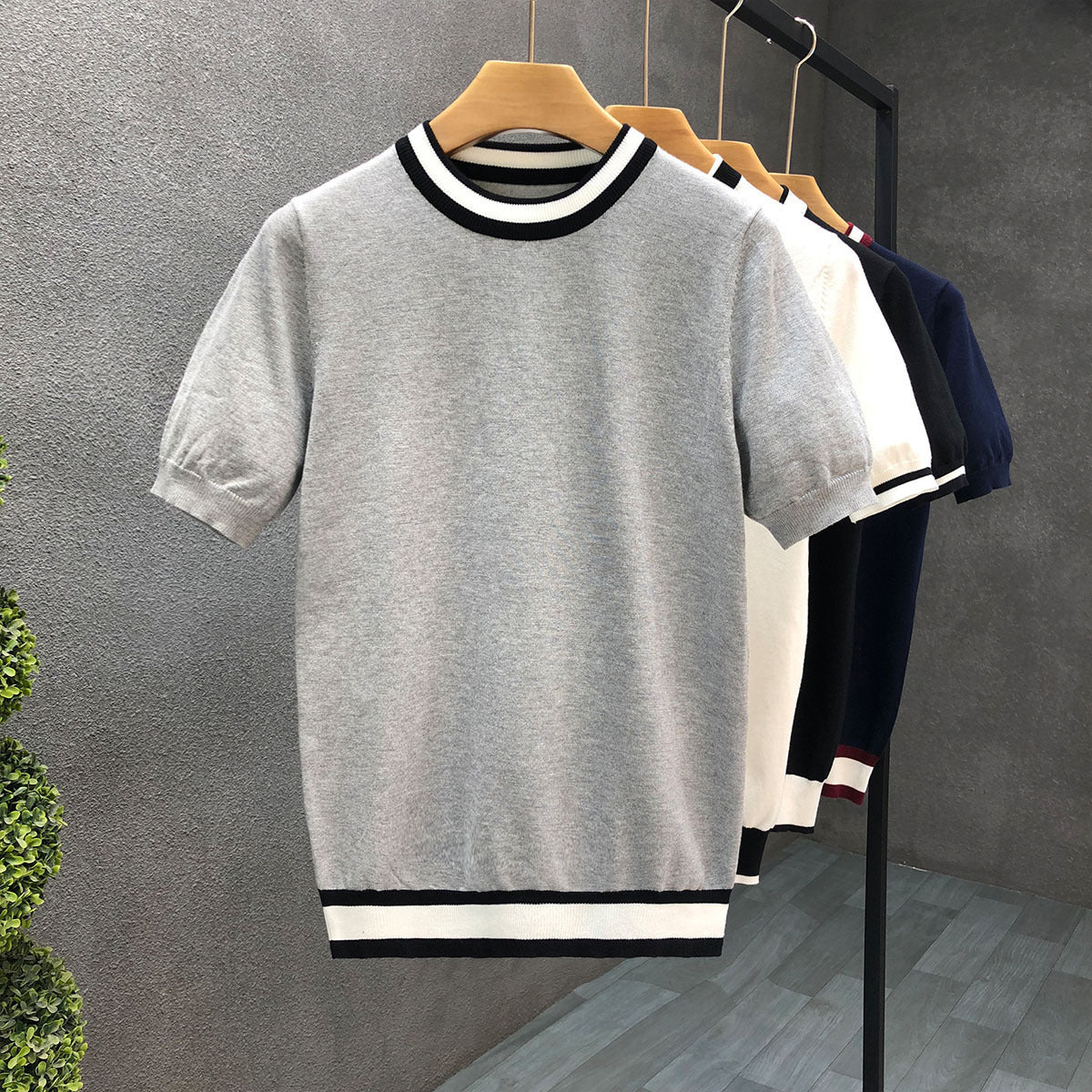 Mens Trendy Short-sleeve Or Half-sleeve Base Sweater