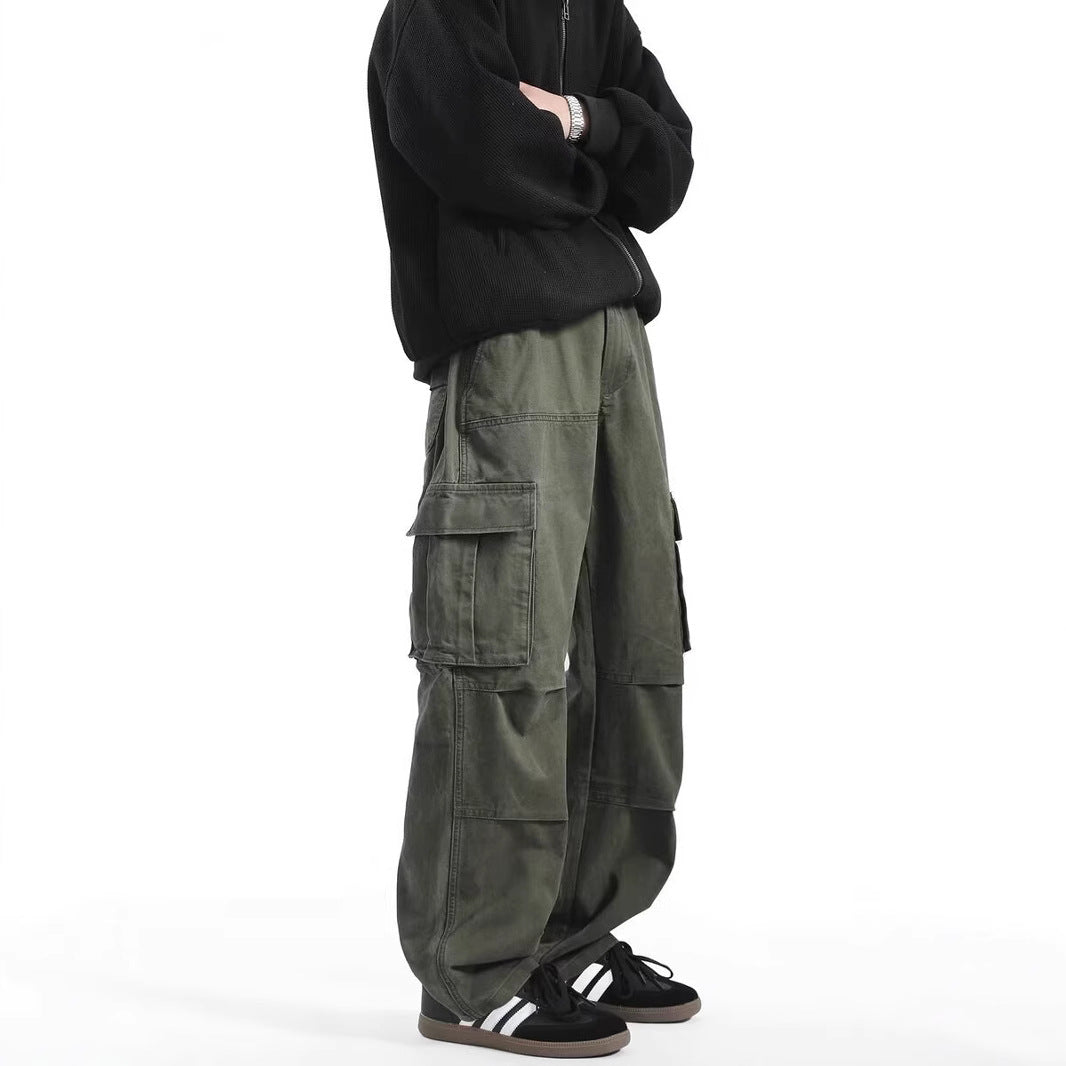 American Retro High Street Multi-pocket Cargo Pants Men