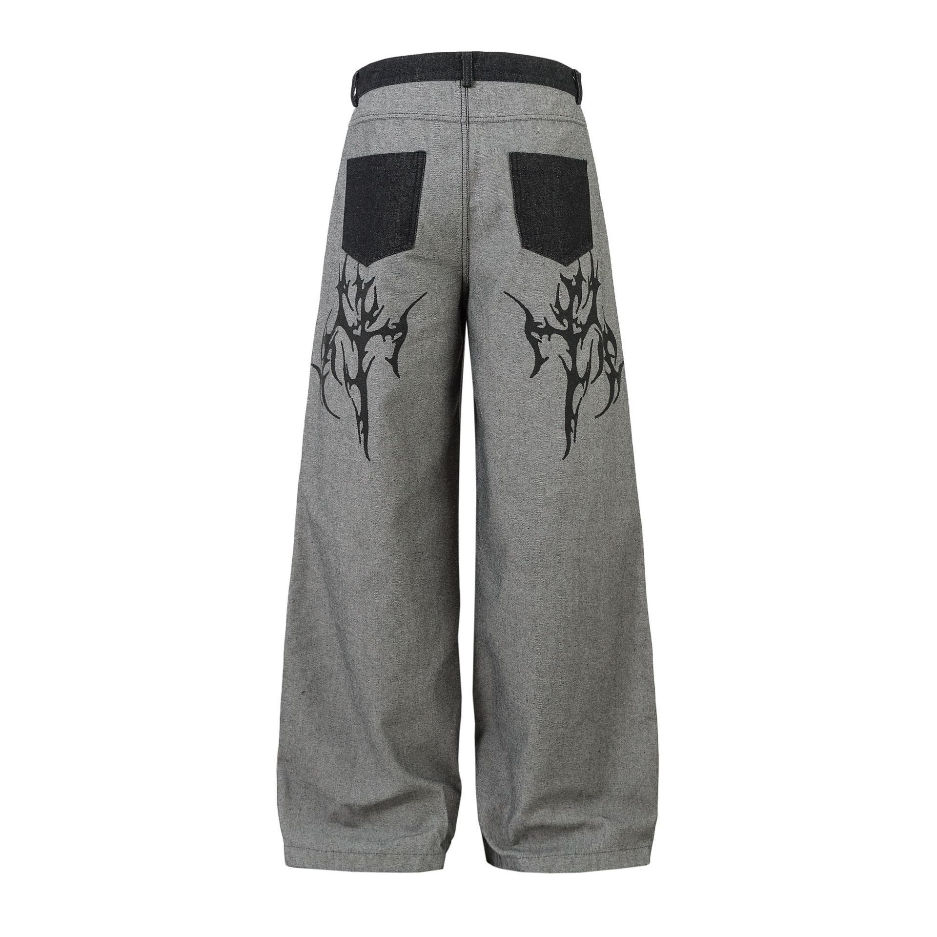 Mens American Style High Street Wide Leg Denim Jeans