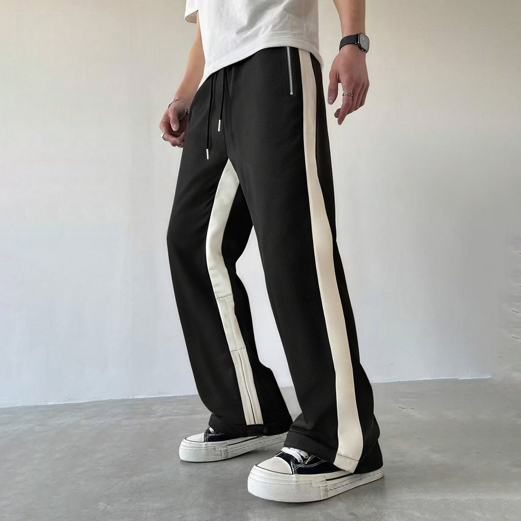 Color Block Patchwork Drawstring Design Relaxed Fit Casual Pants