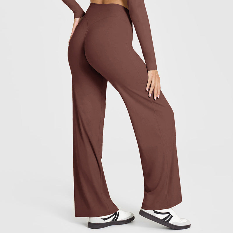 Loose Straight-leg Yoga Pants That Create A Slimming High-waisted Look