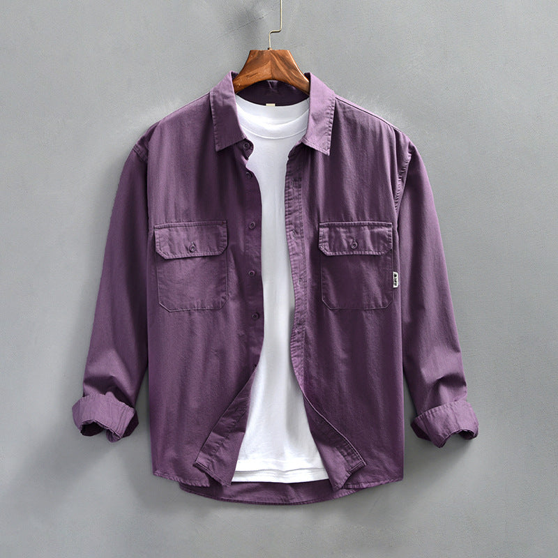 Fashionable Minimalist Loose Fitting Casual Mens Long Sleeve Shirt Jacket