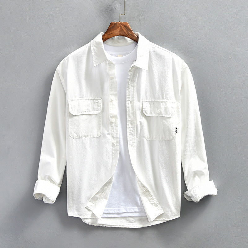 Fashionable Minimalist Loose Fitting Casual Mens Long Sleeve Shirt Jacket